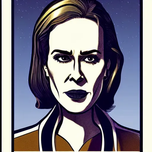 Prompt: sarah paulson retro minimalist portrait by jean giraud, moebius starwatcher comic, 8 k