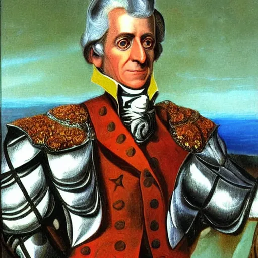 Prompt: andrew jackson wearing a suit of armor, salvador dali painting