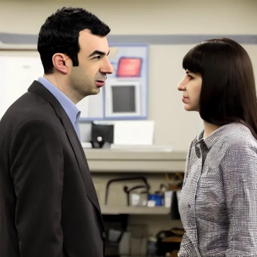 Prompt: Nathan Fielder in the show Nathan For You helping an evil witch with her business