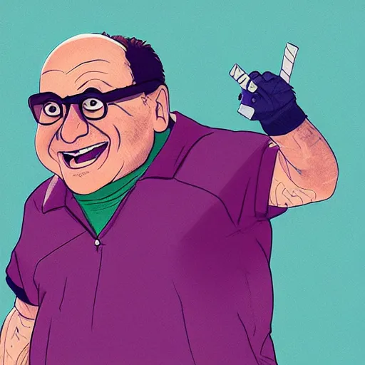 Image similar to danny devito as a character in the kids tv show gravity falls, trending on artstation