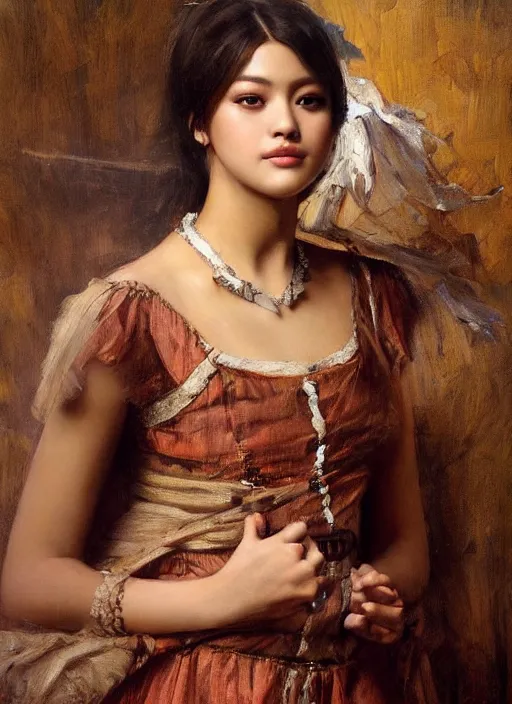 Image similar to a beautiful painting of liza soberano by felix resurreccion hidalgo, pre-raphaelite, detailed, trending on artstation, hd, masterpiece