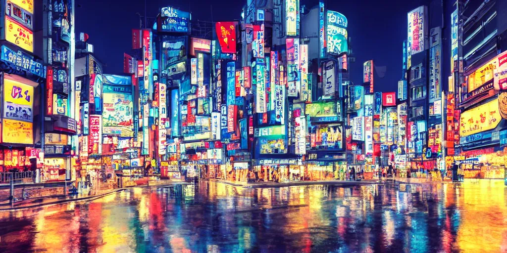 Prompt: beautiful anime landscape of tokyo at night