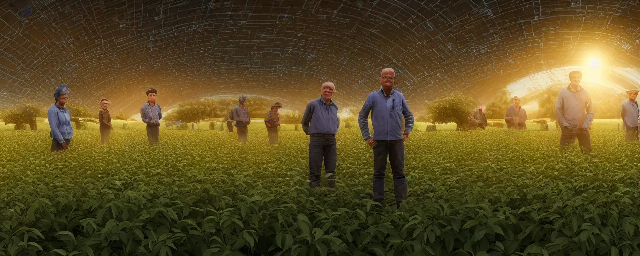 Prompt: portrait of symmetrical friendly farmers, with detailed realistic smiling faces, harvesting an orchard on a space-station, with fruit trees, supported by advanced elegant machinery, near a galaxy, insanely detailed and biomechanical, golden ratio, elegant, streamlined, elite, lush, atmospheric, haunting, 30mm, cinematic, trending on cgsociety, unreal engine, 8k, vivid and vibrant