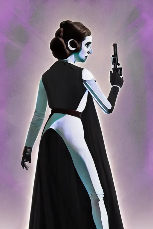 Prompt: digital full body portrait of young princess leia, a new hope, elegant