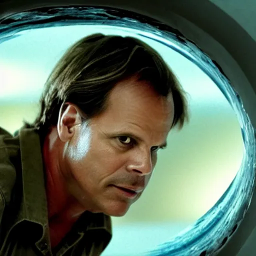 Prompt: bill paxton inside of a tornado, movie still