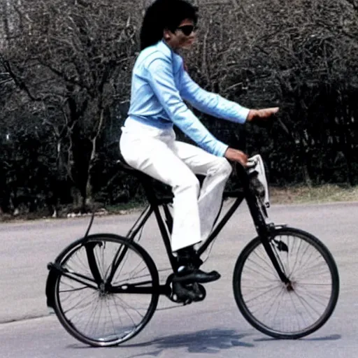 Image similar to michael jackson riding a bicycle