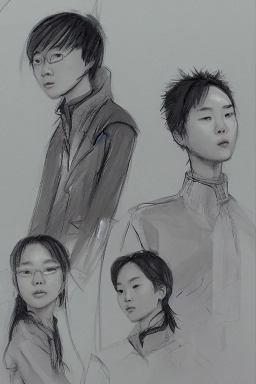 Image similar to someone behind us, sketch and art by jacqueline e, bo feng lin