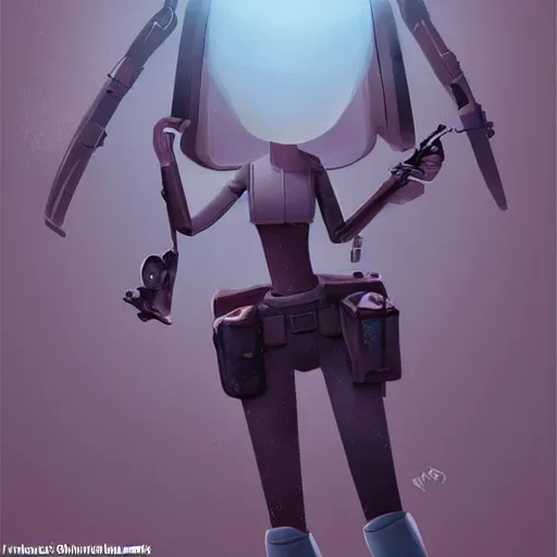 Image similar to a 3 d concept art of a armed sci - if girl by pixar studio.