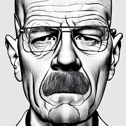 Prompt: walter white next to gus pringe, in the style of greg rutowski, hyper detailed