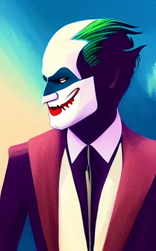 Prompt: painting of Batman and Joker by Christopher Balaskas