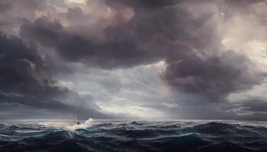 Prompt: Cinematic view of a huge boat cut in two and about to sink duritn thunderstorm, hyperdetailed, artstation, cgsociety, 8k