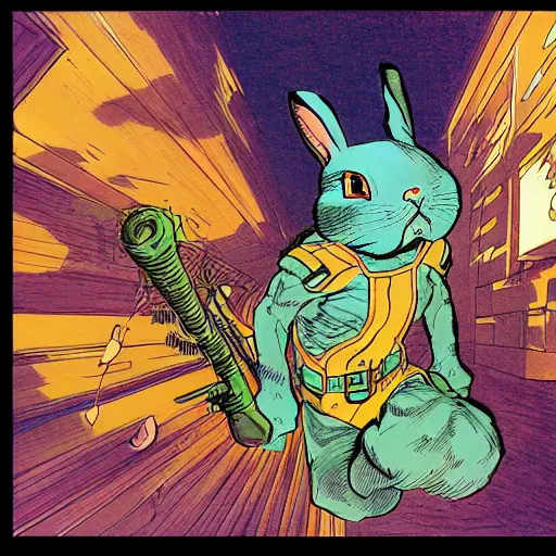 Prompt: box bunny. concept art by James Gurney and Mœbius.