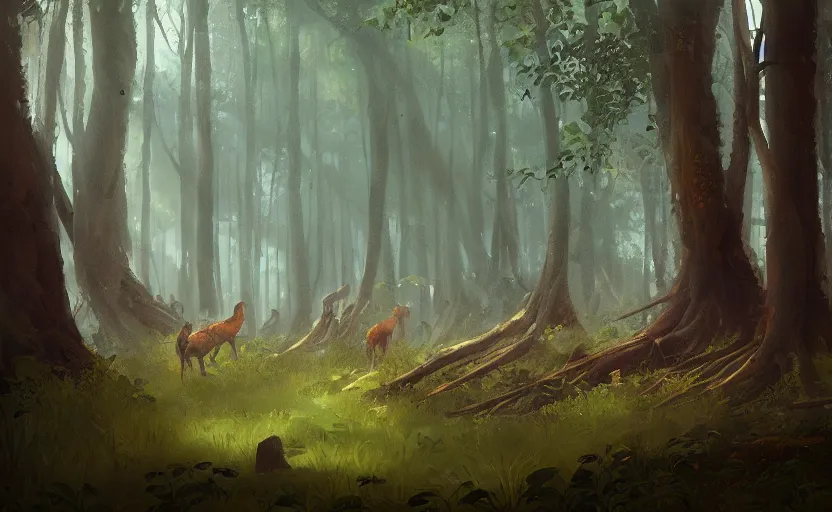 Image similar to a painting of a sensual forest trending on artstation in the style of greg rutkowski