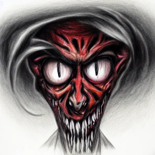 Prompt: a monster lurks in the shadows, tupac!!!!, colored pencil drawing, surreal, macabre, grotesque, creepypasta, horror, terror, gothic, digital art trending on artstation