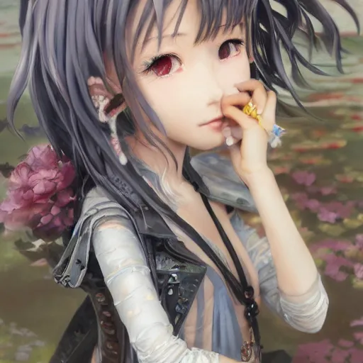 Image similar to dynamic composition, motion, ultra-detailed, incredibly detailed, a lot of details, amazing fine details and brush strokes, colorful and grayish palette, smooth, HD semirealistic anime CG concept art digital painting, watercolor oil painting of a young C-Pop idol girl, by a Chinese artist at ArtStation, by Huang Guangjian, Fenghua Zhong, Ruan Jia, Xin Jin and Wei Chang. Realistic artwork of a Chinese videogame, gradients, gentle an harmonic grayish colors.