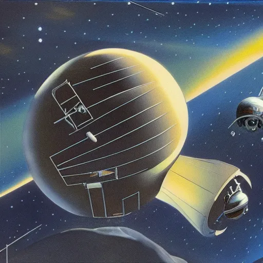 Image similar to a bauhaus spacecraft. concept art by dan o'bannon, 1 9 8 4