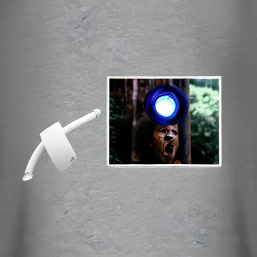 Image similar to bob ross screaming security camera