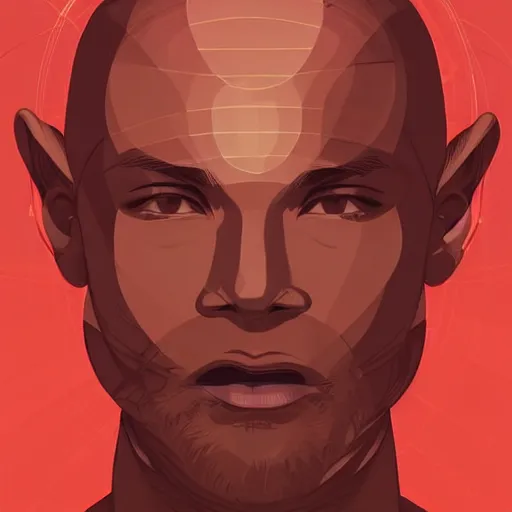 Image similar to a bald terrence boyd as a saint with halo wearing a red kimono, clean cel shaded vector art. shutterstock. behance hd by lois van baarle, artgerm, helen huang, by makoto shinkai and ilya kuvshinov, rossdraws, illustration,