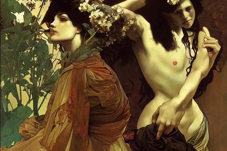 Image similar to Very Highly Detailed Elimination of humanity. Digital concept art by Caravaggio, cyan dimensional light, Many Details by Alphonse Mucha