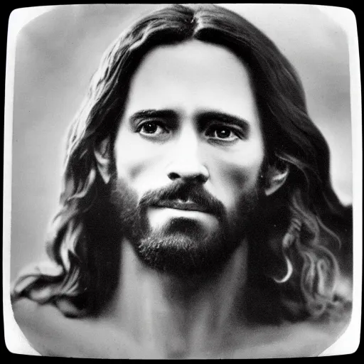 Prompt: A photograph portrait of Jesus Christ, taken in the early 1970s, grainy, taken on a 1970s Polaroid Camera, realistic, hyperrealistic, very realistic, highly detailed, very detailed, extremely detailed, detailed, digital art, trending on artstation, B&W
