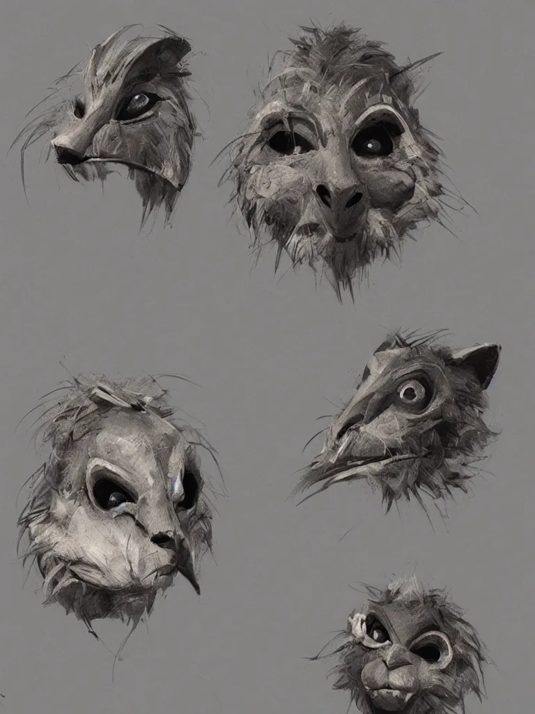 Image similar to animal masks by disney concept artists, blunt borders, rule of thirds