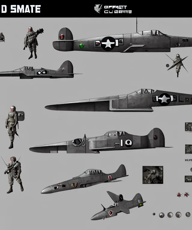 Prompt: 2 d shooter game concept art sprite sheet!!!, 1 9 4 2 wwii combat plane outer space concept art, hyperrealism, fine detail, 8 k, 3 d render, artgerm, artstation contest winner, cgsociety, cryengine, zbrush, vray, no background