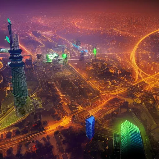 Prompt: lahore city, future, cyber theme, 2 0 8 0