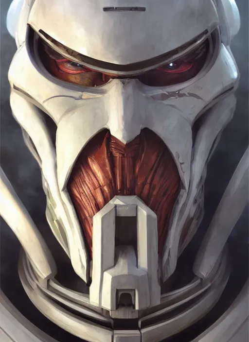 Prompt: General Grievous, face close up, elegant, digital painting, concept art, smooth, sharp focus, illustration, from StarCraft by Ruan Jia and Mandy Jurgens and Artgerm and William-Adolphe Bouguerea