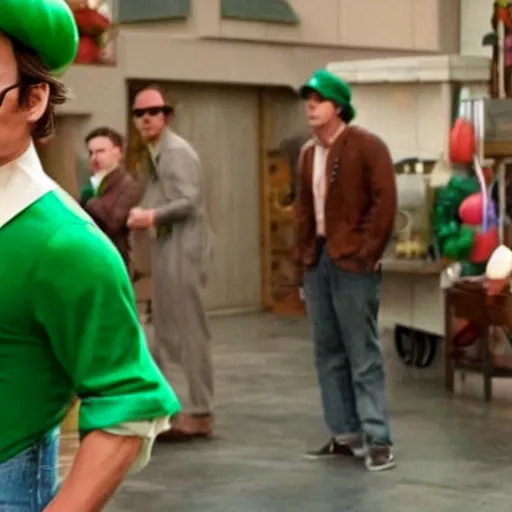 Image similar to Johnny Depp as Luigi in Live-action Super Mario Bros movie