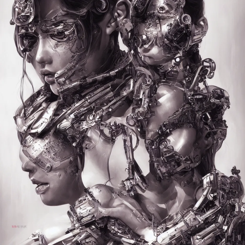 Prompt: Ultra realistic illustration, dangerous asian yakuza cyborg woman, exposed robot parts, cyberpunk, sci-fi, fantasy, intricate, highly detailed, digital painting, artstation, concept art, cinematic lighting, smooth, sharp focus, illustration, art by artgerm