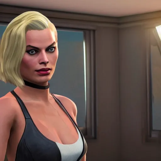 Prompt: margot robbie as a grand theft online 5 character