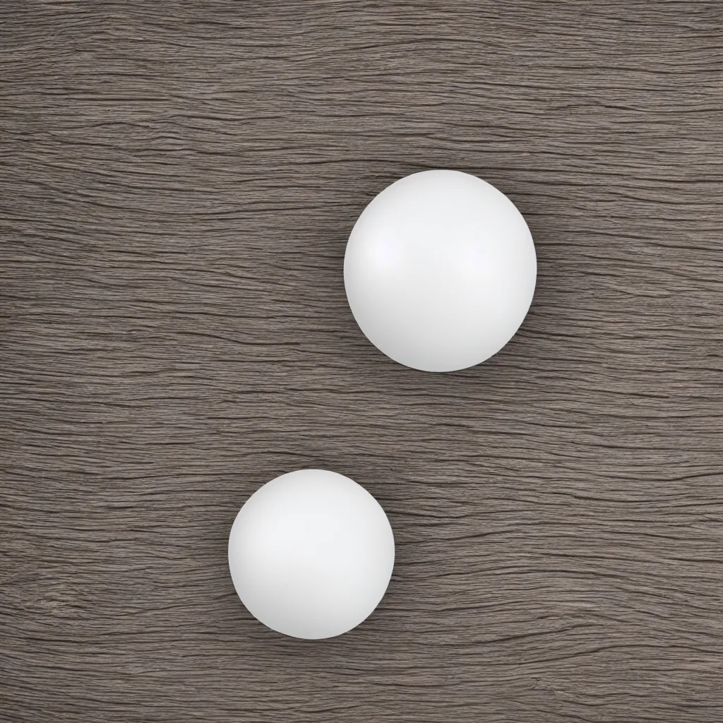 Image similar to wide angle photo of round beach ball on top of a wooden table, 8k, high detail, photorealistic, proper shading