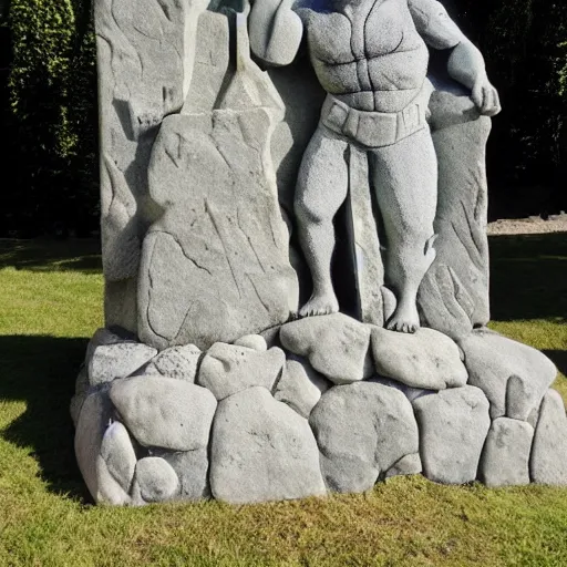 Prompt: a grandiose stone statue monument for shrek, stone monument, fantasy illustration