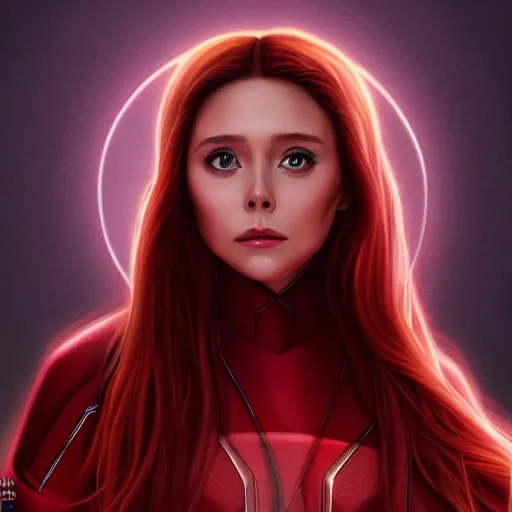 Prompt: Anime portrait of Elizabeth Olsen as Scarlet Witch, trending on artstation, artstationHD, artstationHQ, anime style, 4k, 8k