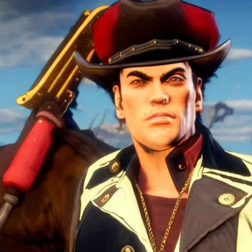 Image similar to jotaro kujo in red dead redemption 2