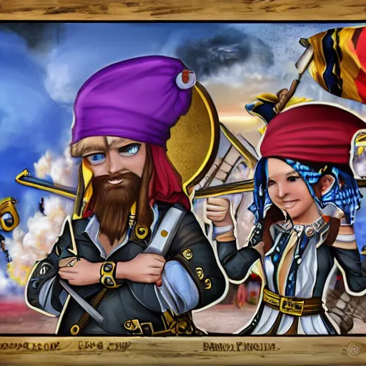 Prompt: pirates seo battle ukraine high details drawing