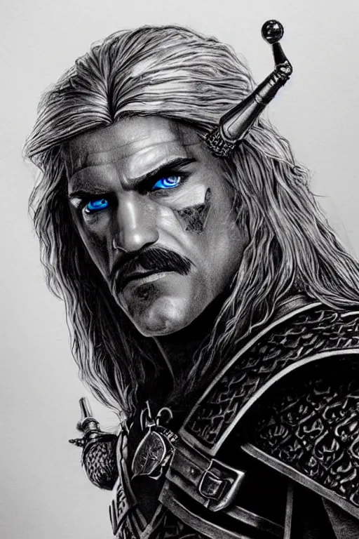 Prompt: mario as The Witcher, pencil art on paper, highly detailed, dagger in one hand,symmetrical face,symmetrical eyes