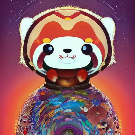 Image similar to red panda by takashi murakami,, beeple and james jean, aya takano color style, 4 k, super detailed, night sky, digital art, digital painting, celestial, majestic, colorful