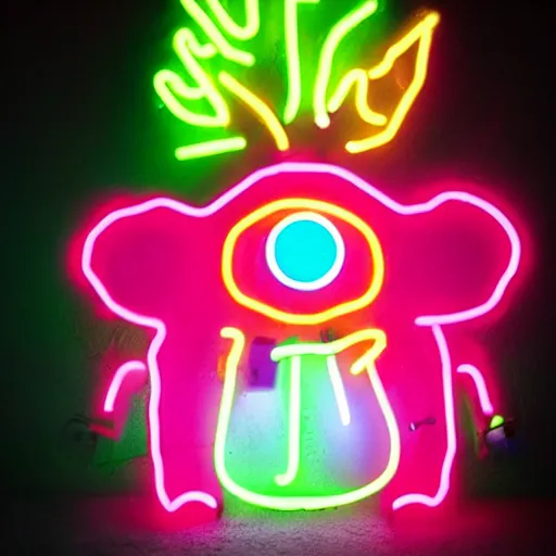 Image similar to a cute neon punky monster