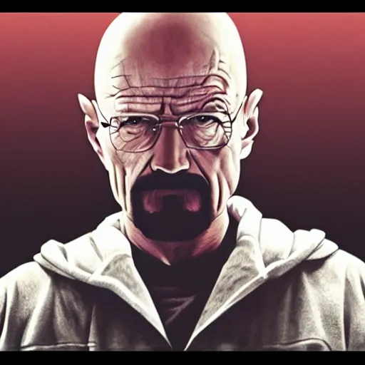 Prompt: Walter White Chainsawman , goes hard, gritty, violent, award winning, beautiful, cinematic, 7 years