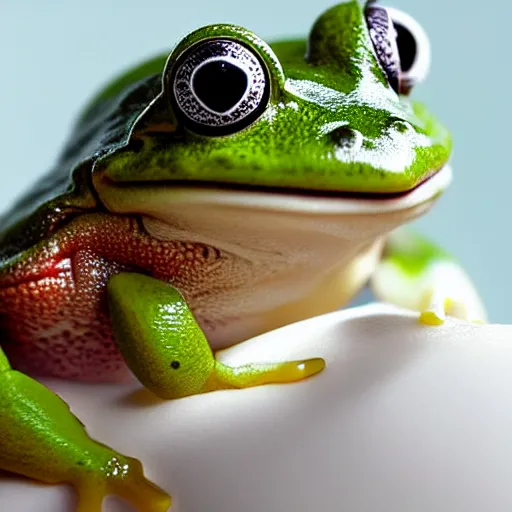 Image similar to a frog in yogurt macro photograph