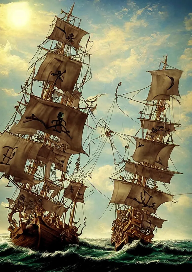 Image similar to Pirate Ship Entering the Seventh Dimension. Photorealistic. Masterpiece.