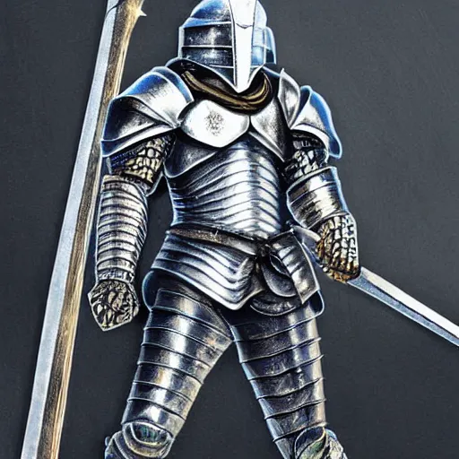 Image similar to knight full body portrait, metal knight armor, high detail, high quality, by kentaro miura