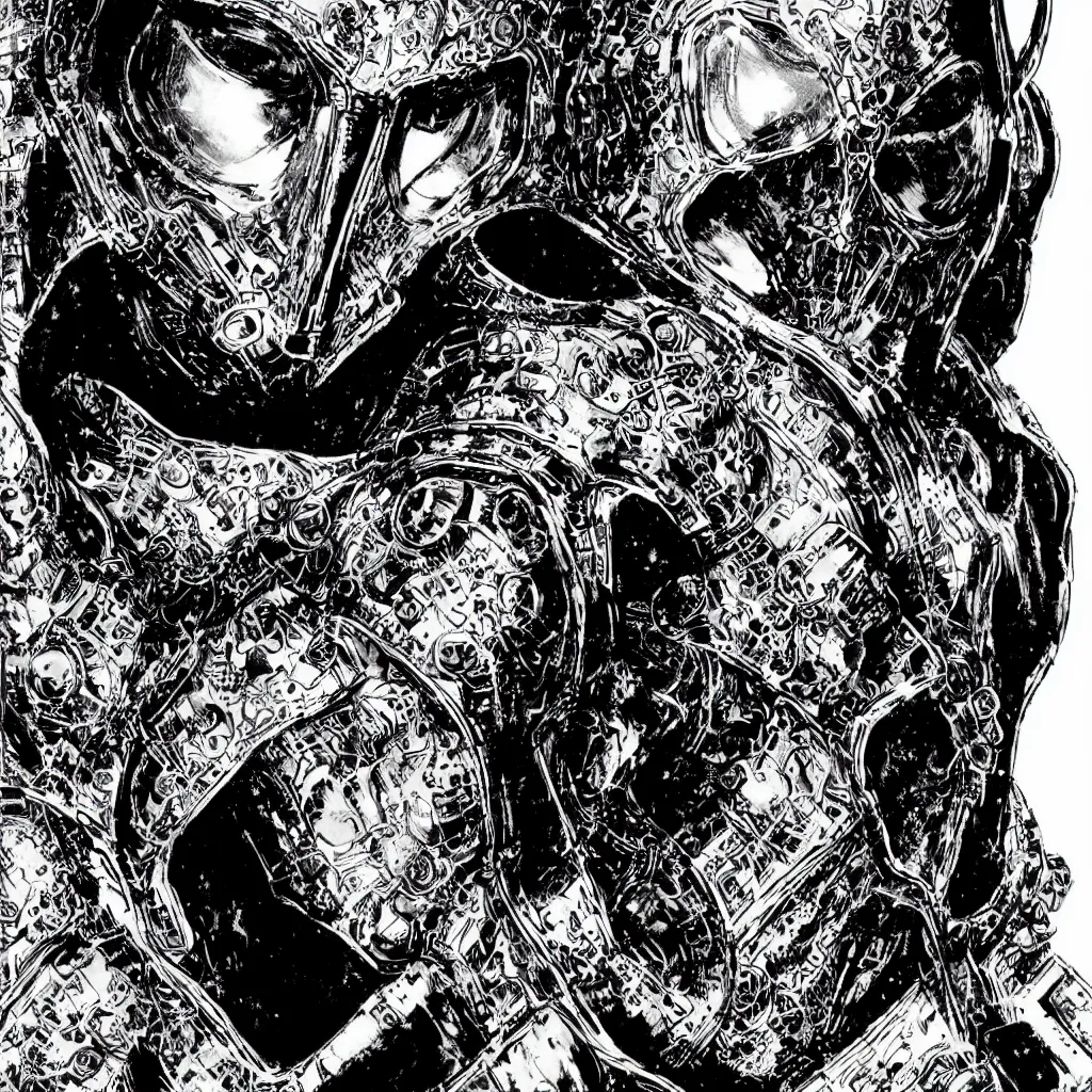 Prompt: A dramatic close-up portrait of Doctor Doom in ironpunk armor by Bill Sienkiewicz, Chris Bachalo and Michael Golden, highly detailed, 8k, sparse dark atmosphere, perfect pen and ink line art, perfect muscle structure, highly hyperdetailed and precisely inked, perfect symmetry, futuristic, dystopian, full color, Marvel Comics 1997, Heavy Metal Magazine, dim lights, high technical detail