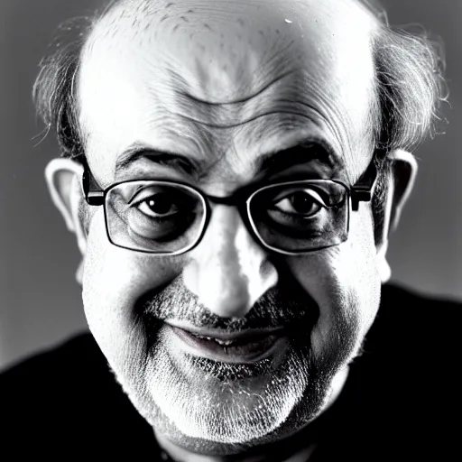 Image similar to kodachrome photographic portrait of author, salman rushdie from the year 3 0 0 0, portrait by annie liebowitz