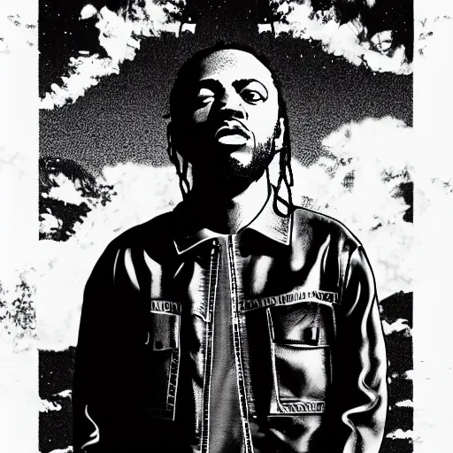 Prompt: kendrick lamar, portrait, by dan hillier