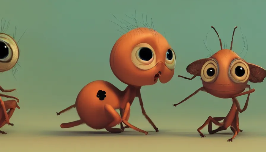 Image similar to very very very cute baby insect creature by Max Kostenko and Bobby Chiu, disney, pixar, MPC, Framestore, character design for animation, uplight, a lineup of characters, big disney eyes, symmetrical eyes, cuteness, 3d render, octane rendered, rendered by maya and houdini, highly detailed, unreal engine, Trending on Artstation, octane render, 4k, 8k, HD