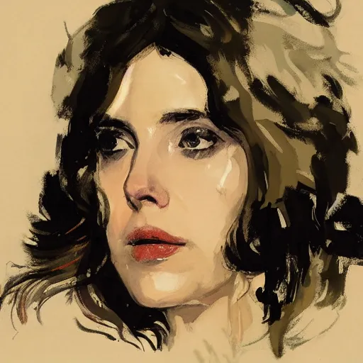 Image similar to alison brie as john snow, closed eyes, intricate, elegant, highly detailed, greg manchess, mucha, liepke, ruan jia, jeffrey catherine jones, ridley scott