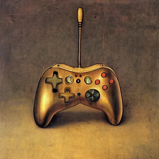 Prompt: oil painting of a controller, leonardo da vinci style