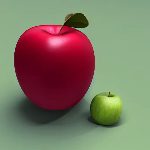 Image similar to a green apple on a red cube, photoreal, detailed, unreal engine 5, 8 k